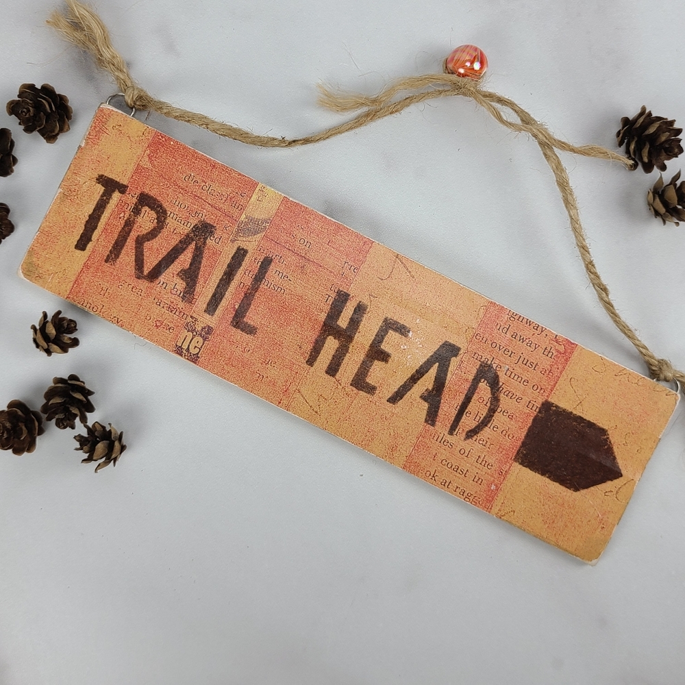 Trail Head little sign, upcycled wood